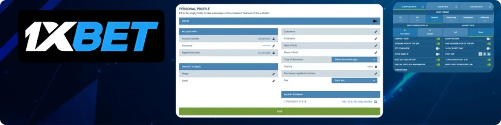 Configuration et finalisation du compte 1xBet 